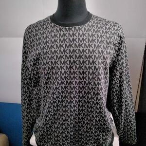 Michael Kors Monogram Black and Gray Crewneck Sweater